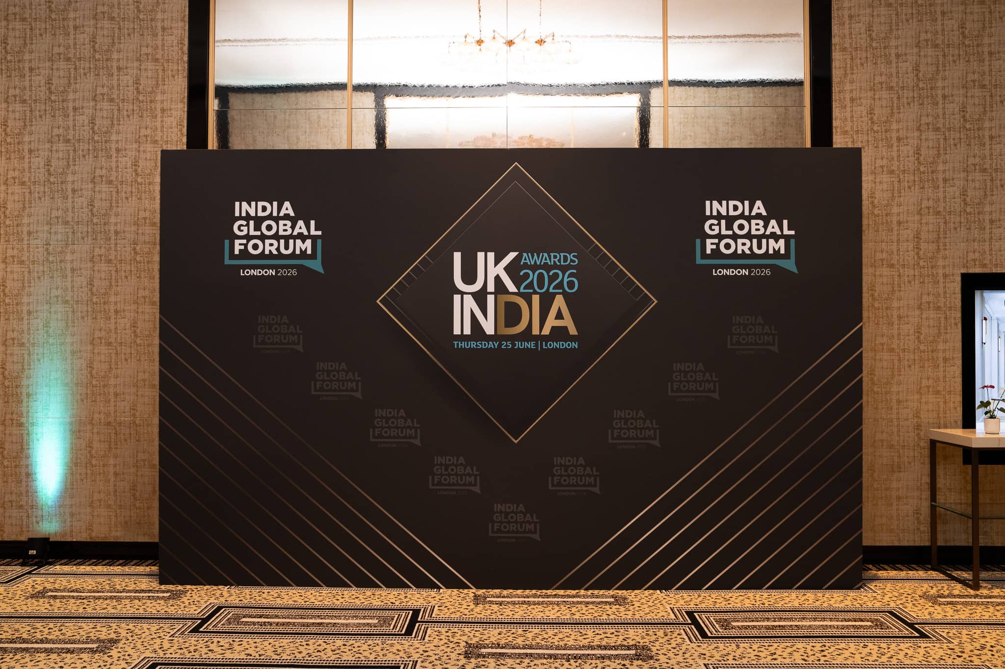 Printed foyer media walls for the UK-India Awards by Kudos AV