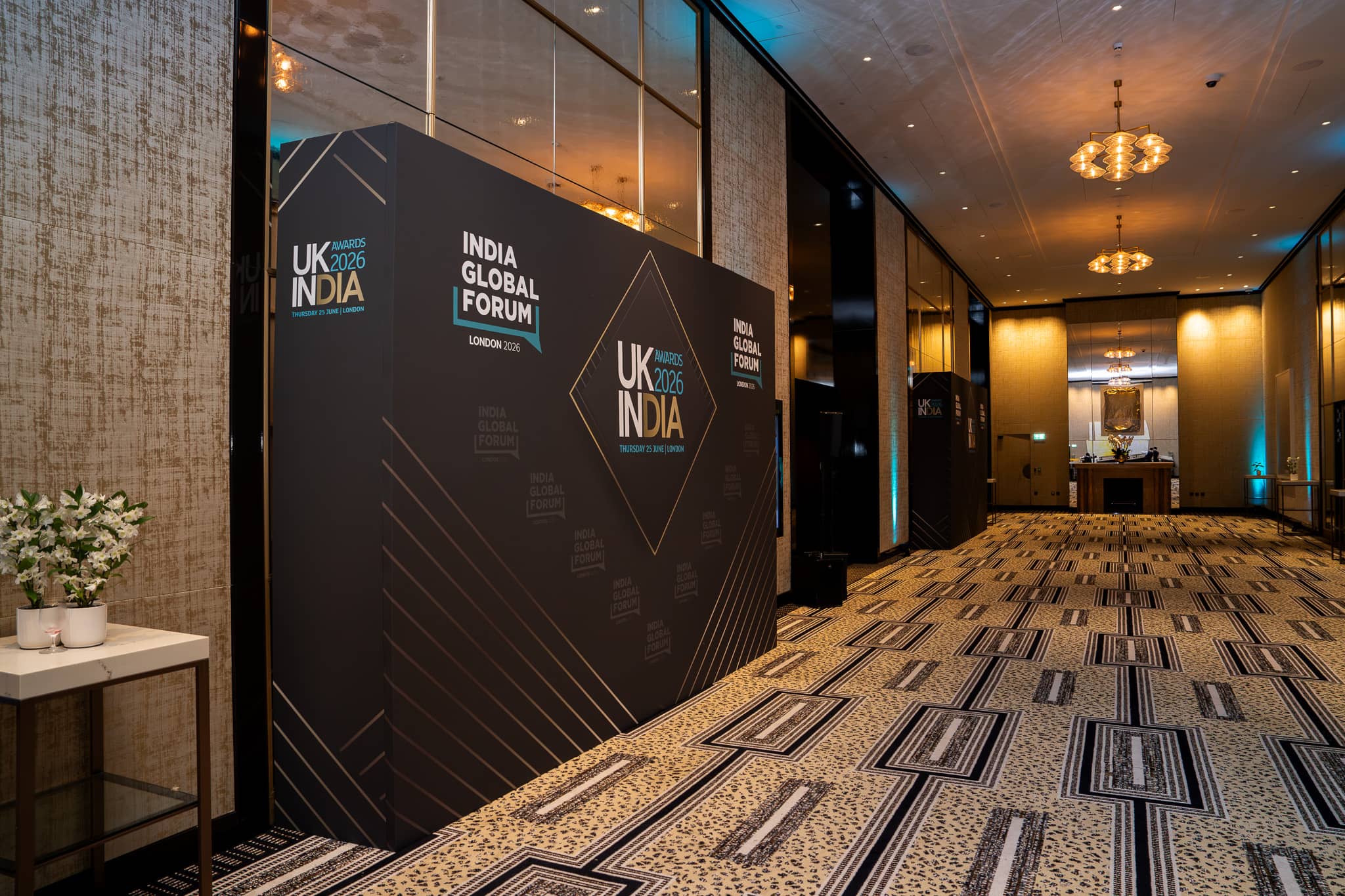 Large format printed media wall in the foyer at The Peninsula London by Kudos AV