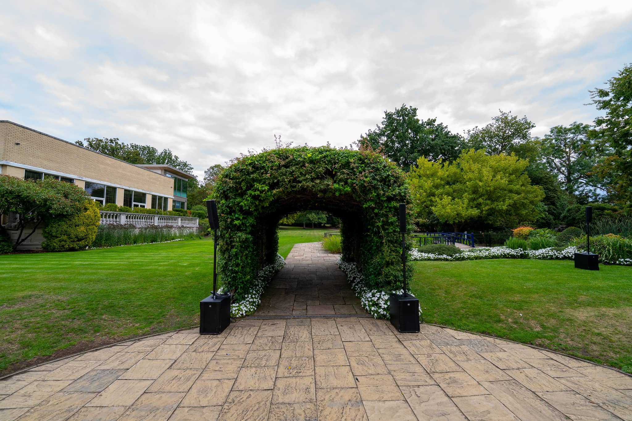 The ivy covered garden archway at Sopwell House, St Albans, on the evening of Verve Awards Night.