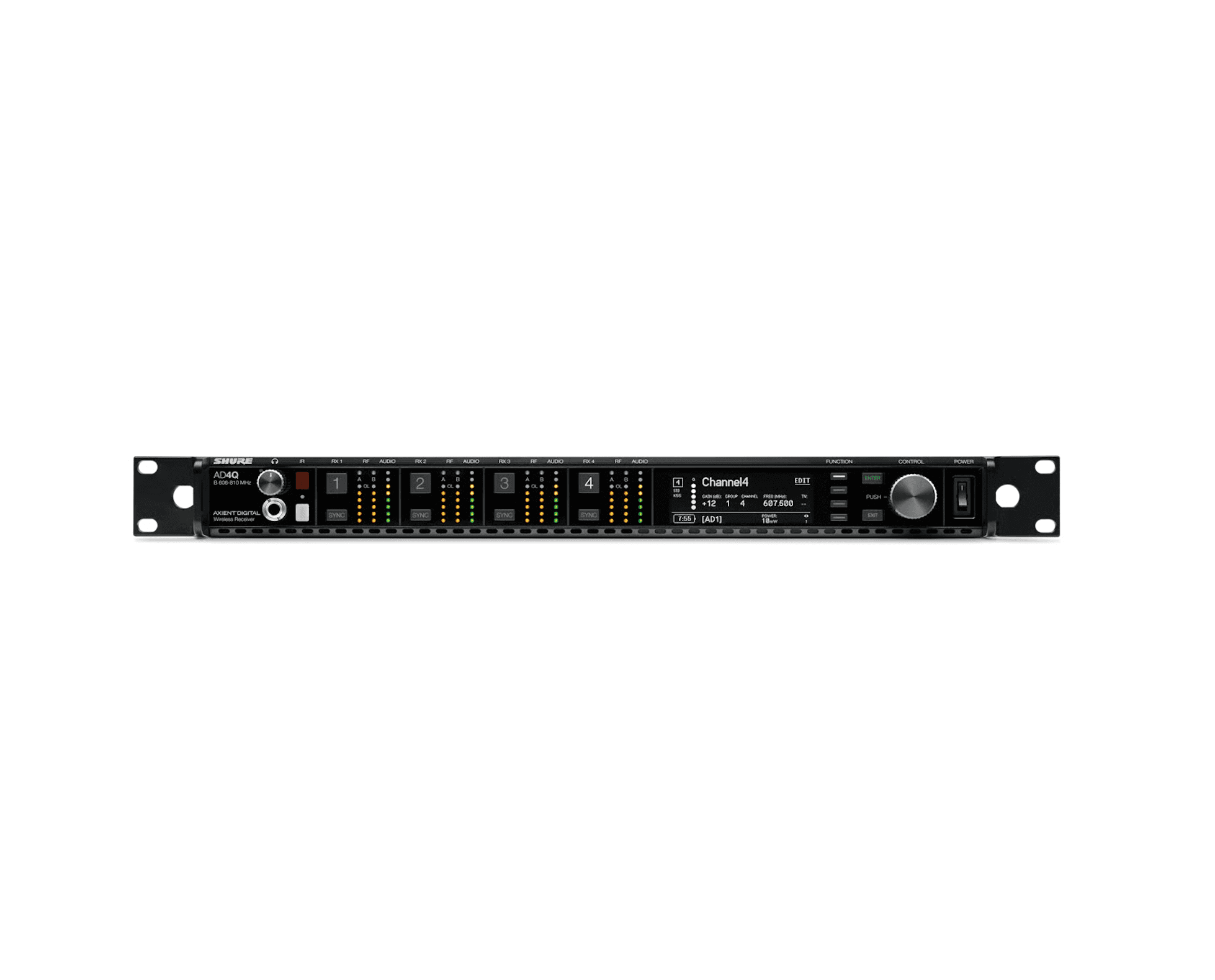 Shure AD4Q Axient Digital four channel wireless receiver hire | Kudos AV