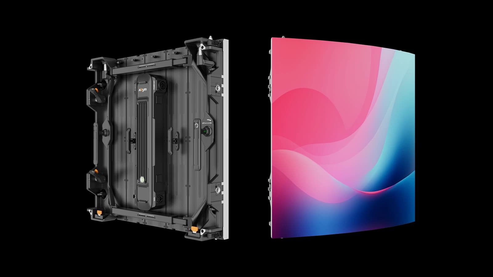 Front and rear views of Absen FL2.5 Flex Plus V2 LED panel