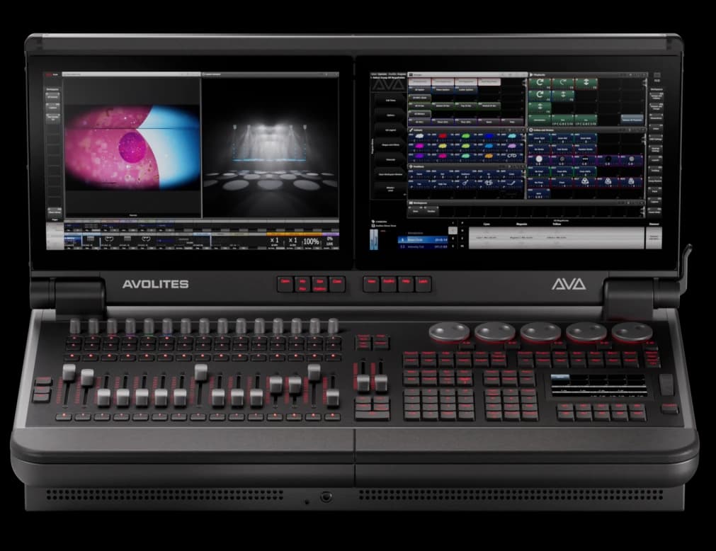 Avolites D7-215 lighting console with two main touchscreens