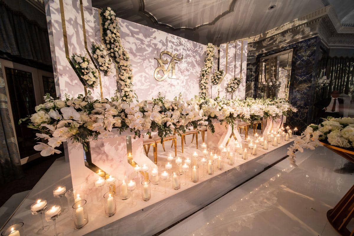 White Marble Wedding at The Dorchester, event production by Kudos AV