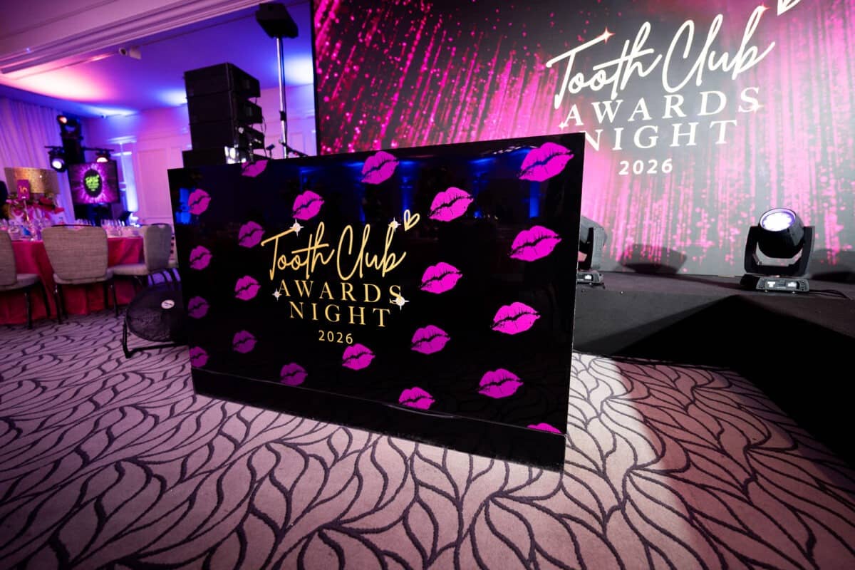 Printed Tooth Club Awards stage backdrop