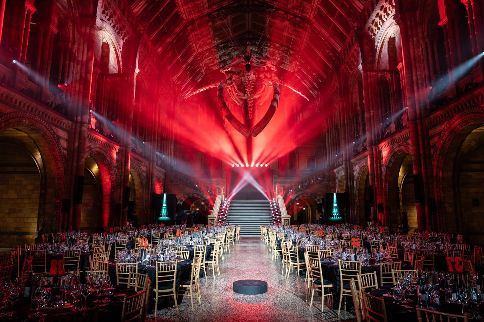 Kudos AV production crew building event staging and AV on site