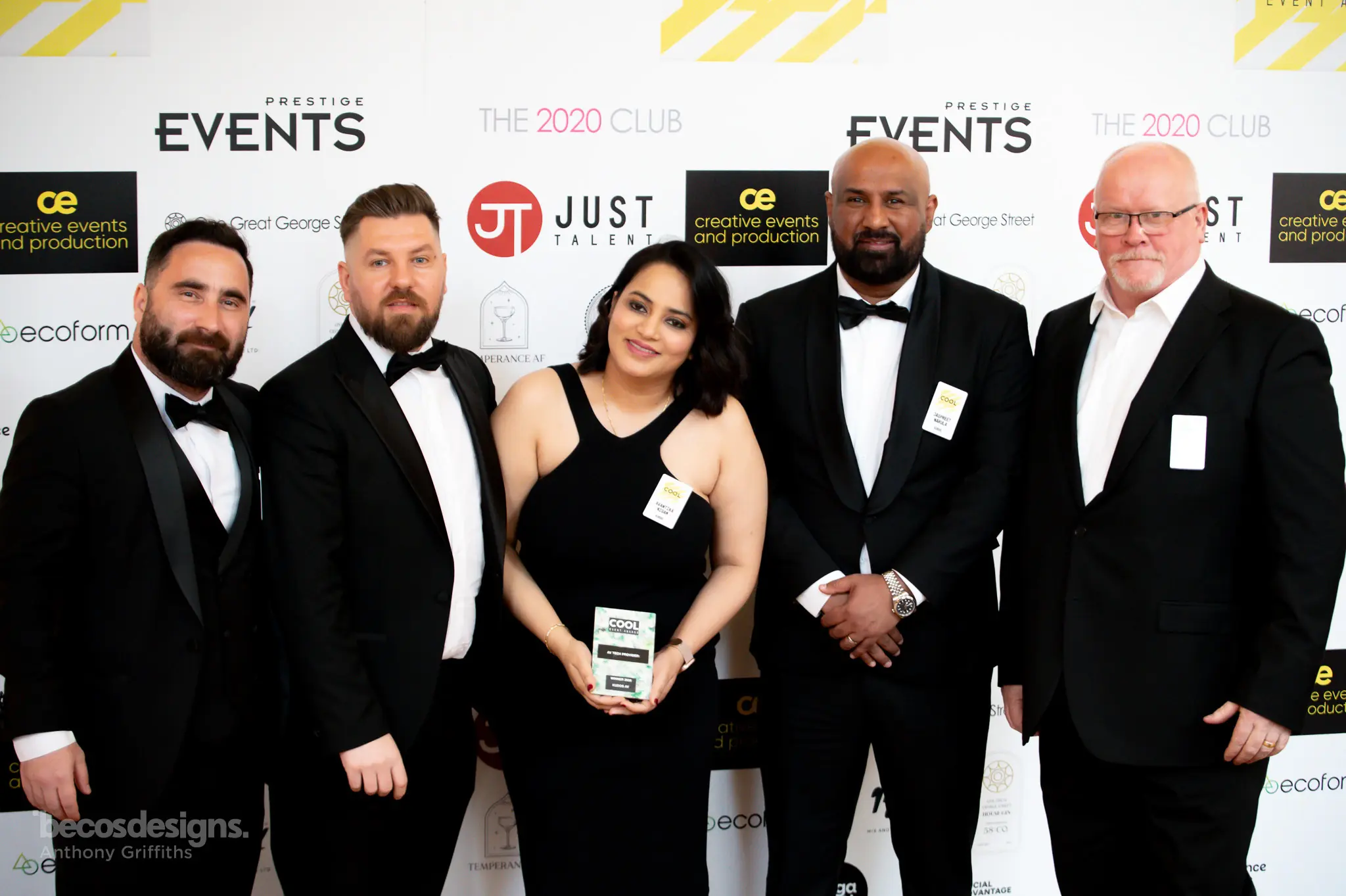 The Kudos AV team at the Cool Event Awards 2026, where the company was named AV / Tech Provider of the Year
