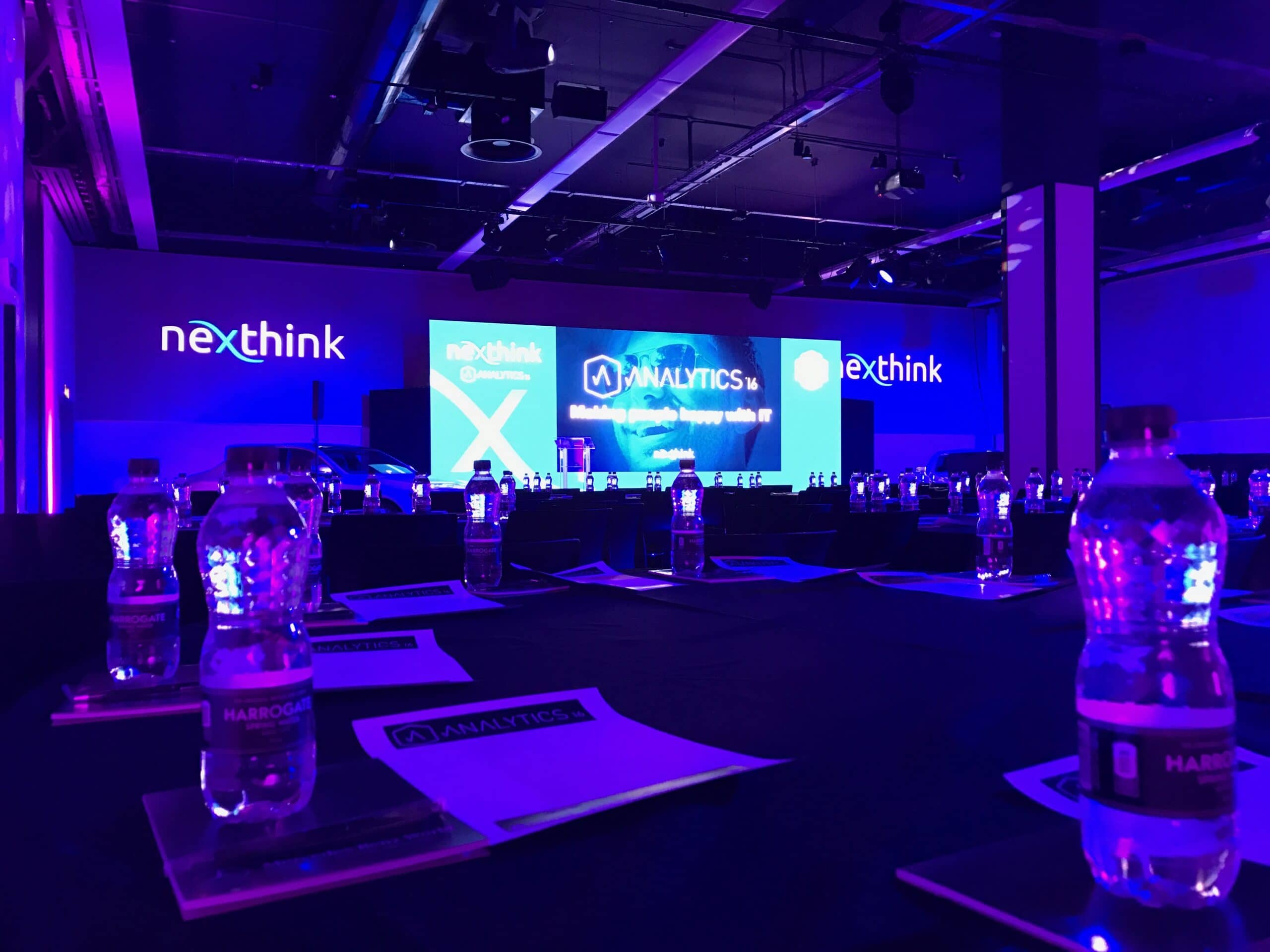 Nexthink: Full technical production for Nexthink's corporate conference in London, stage, LED, lighting and live event management for a polished professional audience., Kudos AV event production, photo 3