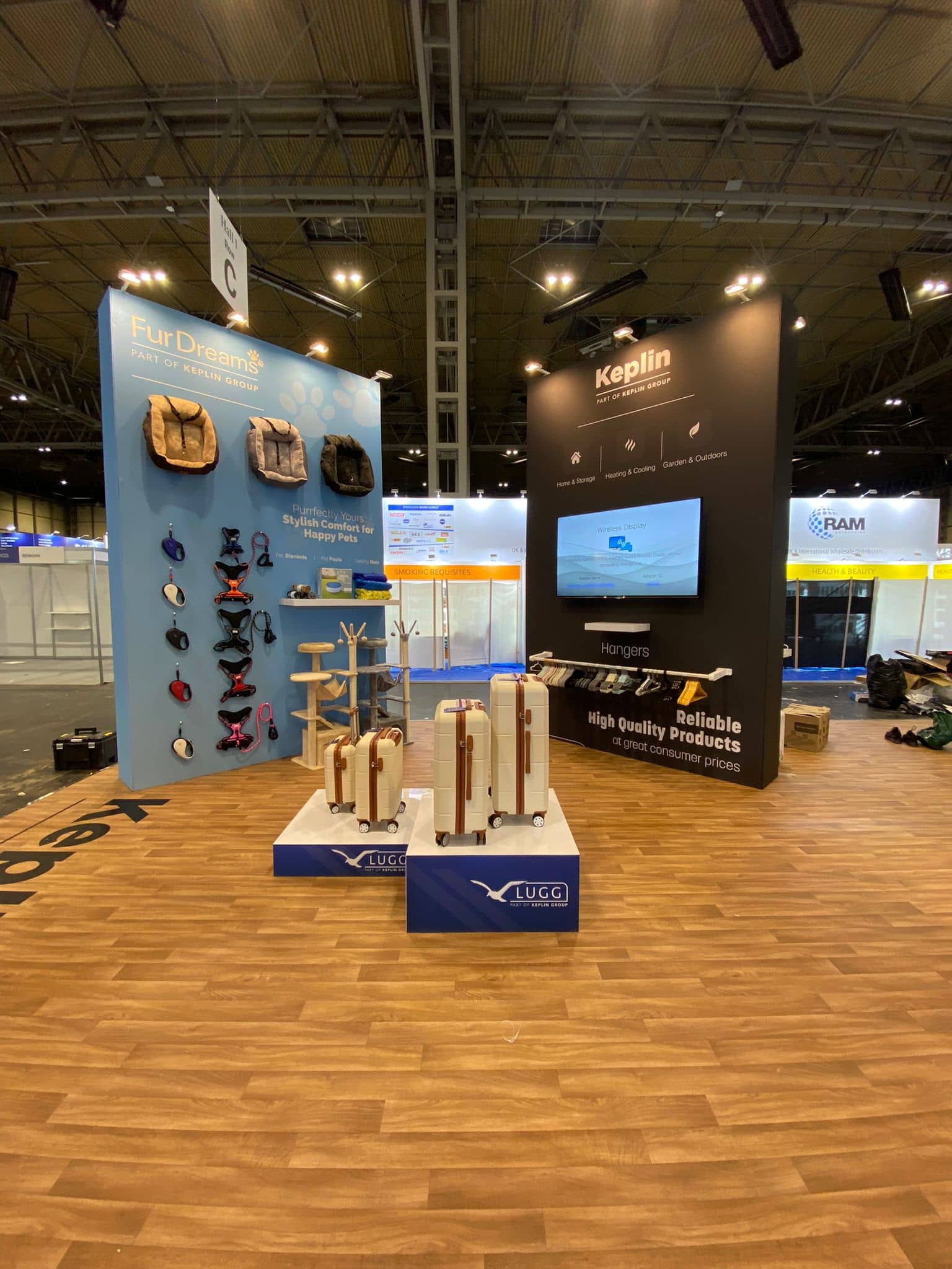 Keplin Group exhibition stand at NEC Spring Fair, designed and built by Kudos AV