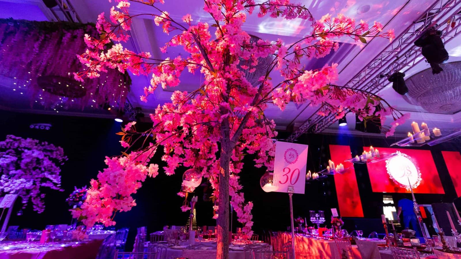 Wedding reception at the Hilton Park Lane with lighting and production by Kudos AV