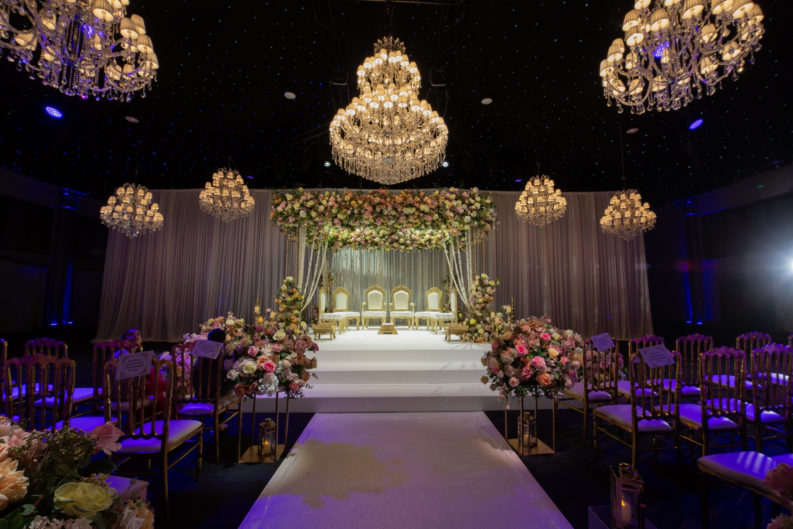 Mandap ceremony lighting by Kudos AV at Dallas Burston Polo Club