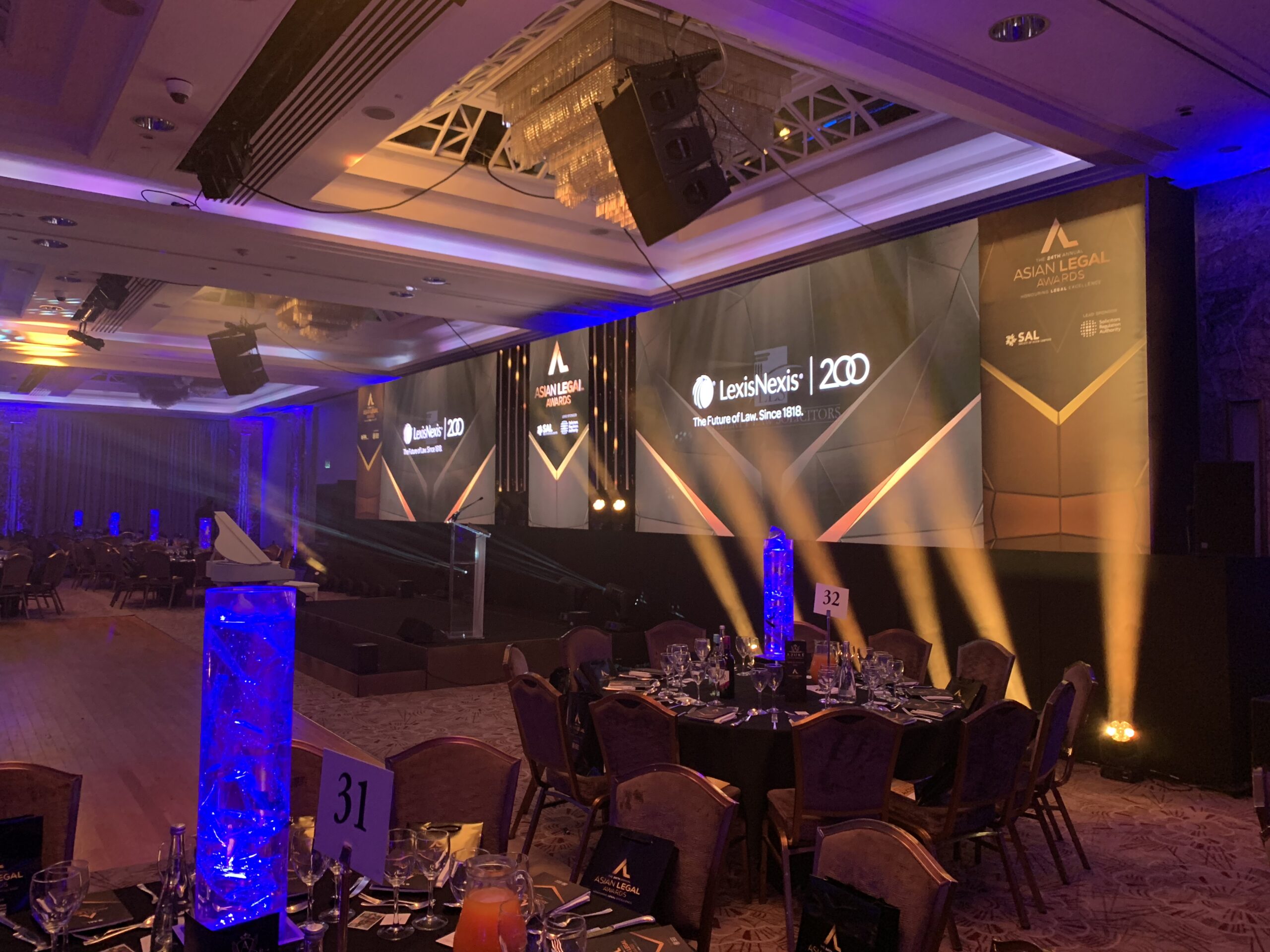 Three-screen LED configuration at Asian Legal Awards